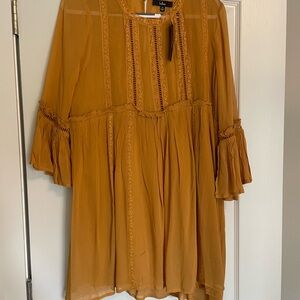 Lulu's Mustard Lace-Trim Tunic